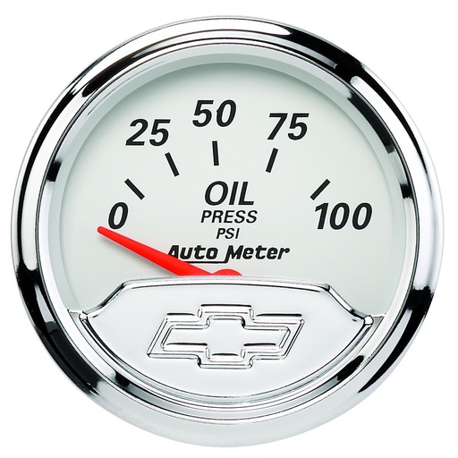 [ATM-1327-00408] AutoMeter 2-1/16" OIL PRESSURE, 0-100 PSI, CHEVROLET HERITAGE BOWTIE