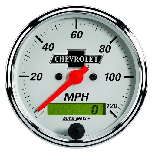 [ATM-1388-00408] AutoMeter 3-1/8" SPEEDOMETER, 0-120 MPH, CHEVROLET HERITAGE BOWTIE