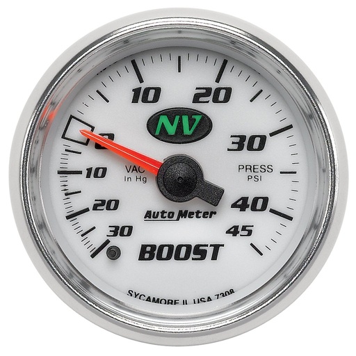 [ATM-7308] AutoMeter 2-1/16" BOOST/VACUUM, 30 IN HG/45 PSI, MECHANICAL, NV