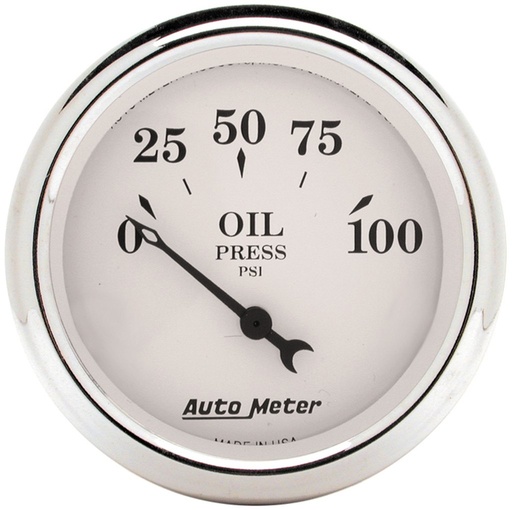 [ATM-1628] AutoMeter 2-1/16" OIL PRESSURE, 0-100 PSI, AIR-CORE, OLD-TYME WHITE