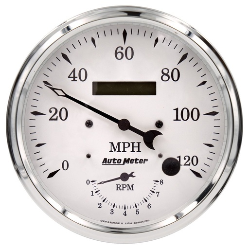 [ATM-1670] AutoMeter 5" tachometer/SPEEDOMETER COMBO, 8K RPM/120 MPH, OLD TYME WHITE