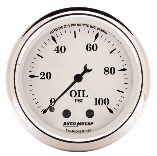 [ATM-1621] AutoMeter 2-1/16" OIL PRESSURE, 0-100 PSI, MECHANICAL, OLD-TYME WHITE
