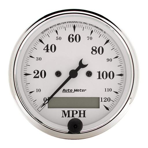 [ATM-1688] AutoMeter 3-1/8" SPEEDOMETER, 0-120 MPH, ELECTRIC, OLD-TYME WHITE