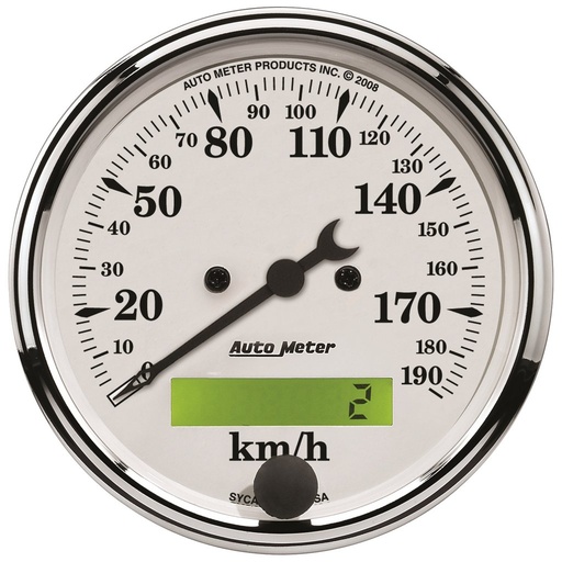 [ATM-1688-M] AutoMeter 3-1/8" SPEEDOMETER, 0-190 KM/H, ELECTRIC, OLD-TYME WHITE