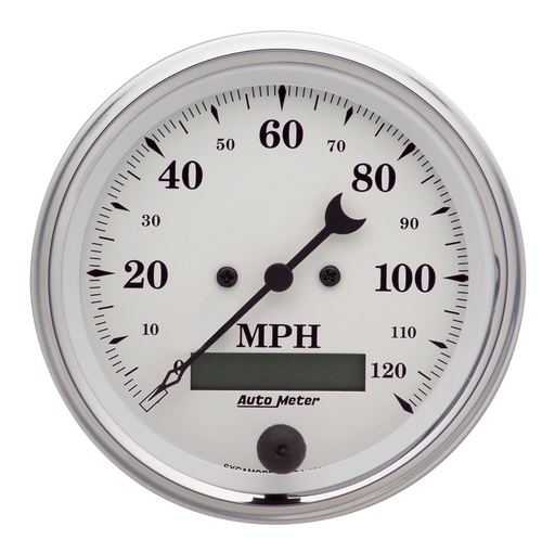 [ATM-1680] AutoMeter 3-3/8" SPEEDOMETER, 0-120 MPH, ELECTRIC, OLD-TYME WHITE