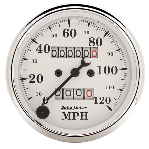 [ATM-1693] AutoMeter 3-1/8" SPEEDOMETER, 0-120 MPH, MECHANICAL, OLD-TYME WHITE