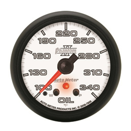 [ATM-7856] AutoMeter 2-5/8" OIL TEMPERATURE, W/ PEAK & WARN, 100-340 °F, STEPPER MOTOR, PHANTOM II