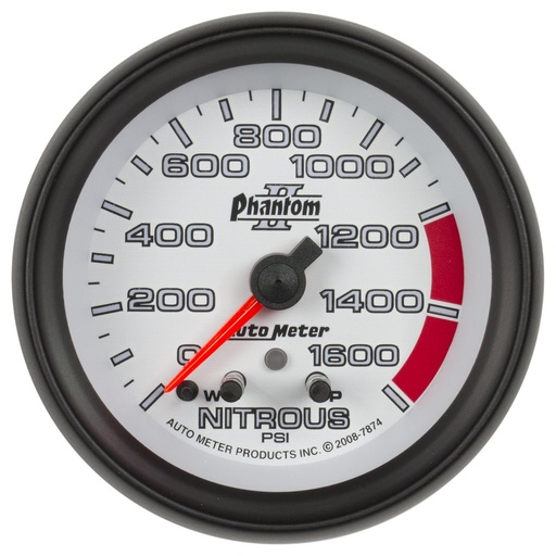 [ATM-7874] AutoMeter 2-5/8" NITROUS PRESSURE, W/ PEAK & WARN, 0-1600 PSI, STEPPER MOTOR, PHANTOM II