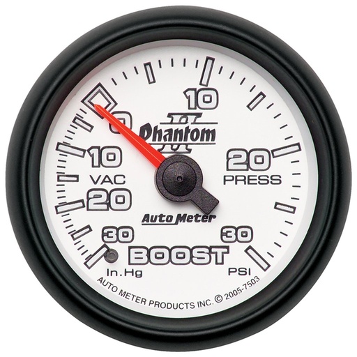 [ATM-7503] AutoMeter 2-1/16" BOOST/VACUUM, 30 IN HG/30 PSI, MECHANICAL, PHANTOM II