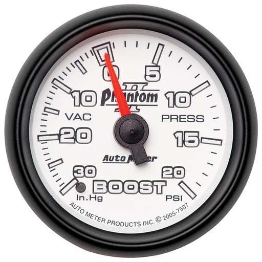 [ATM-7507] AutoMeter 2-1/16" BOOST/VACUUM, 30 IN HG/20 PSI, MECHANICAL, PHANTOM II