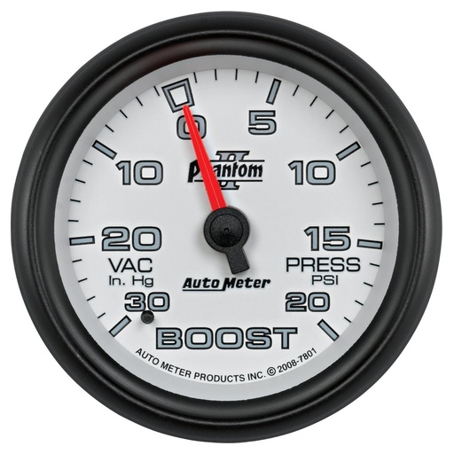 [ATM-7801] AutoMeter 2-5/8" BOOST/VACUUM, 30 IN HG/20 PSI, MECHANICAL, PHANTOM II