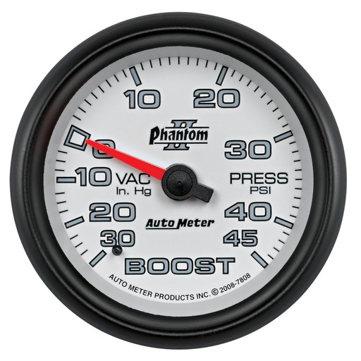 [ATM-7808] AutoMeter 2-5/8" BOOST/VACUUM, 30 IN HG/45 PSI, MECHANICAL, PHANTOM II