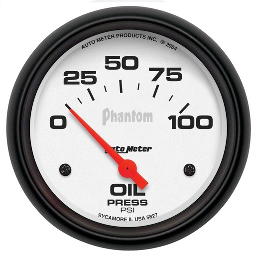 [ATM-5827] AutoMeter 2-5/8" OIL PRESSURE, 0-100 PSI, AIR-CORE, PHANTOM