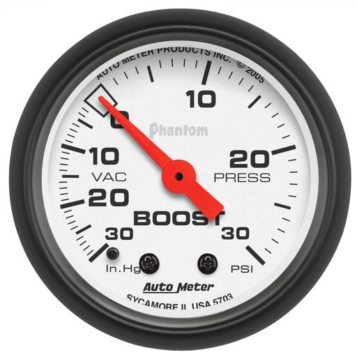 [ATM-5703] AutoMeter 2-1/16" BOOST/VACUUM, 30 IN HG/30 PSI, MECHANICAL, PHANTOM