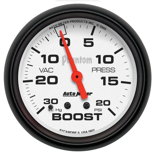 [ATM-5801] AutoMeter 2-5/8" BOOST/VACUUM, 30 IN HG/20 PSI, MECHANICAL, PHANTOM