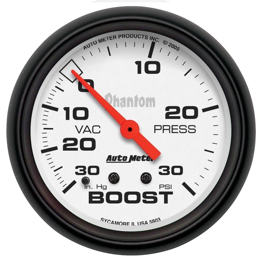 [ATM-5803] AutoMeter 2-5/8" BOOST/VACUUM, 30 IN HG/30 PSI, MECHANICAL, PHANTOM