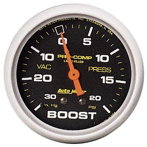 [ATM-5401] AutoMeter 2-5/8" BOOST/VACUUM, 30 IN HG/20 PSI, MECHANICAL, LIQUID FILLED, PRO-COMP