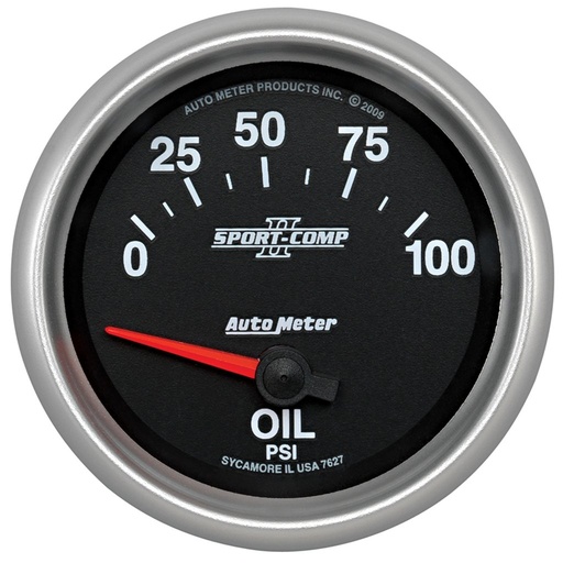[ATM-7627] AutoMeter 2-5/8" OIL PRESSURE, 0-100 PSI, AIR-CORE, SPORT-COMP II