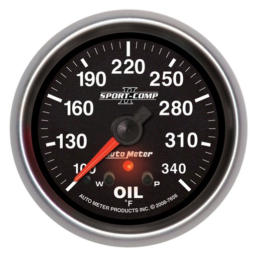 [ATM-7656] AutoMeter 2-5/8" OIL TEMPERATURE, W/ PEAK & WARN, 100-340 °F, STEPPER MOTOR, SPORT-COMP II