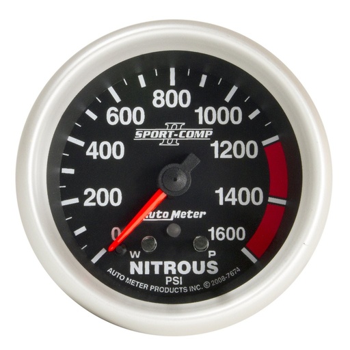 [ATM-7674] AutoMeter 2-5/8" NITROUS PRESSURE, W/ PEAK & WARN, 0-1600 PSI, STEPPER MOTOR, SPORT-COMP II