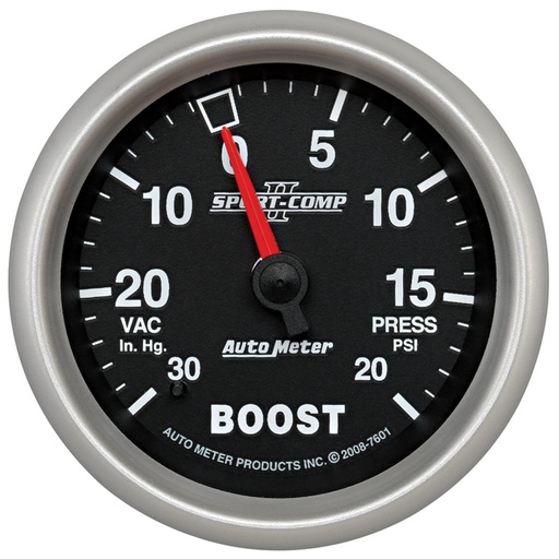 [ATM-7601] AutoMeter 2-5/8" BOOST/VACUUM, 30 IN HG/20 PSI, MECHANICAL, SPORT-COMP II
