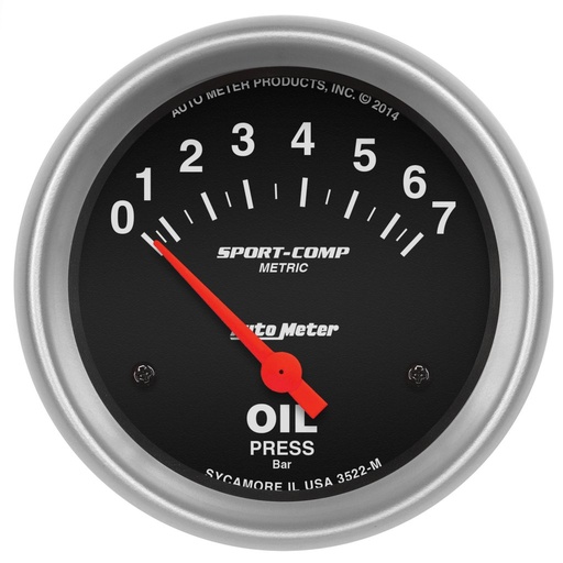 [ATM-3522-M] AutoMeter 2-5/8" OIL PRESSURE, 0-7 BAR, AIR-CORE, SPORT-COMP