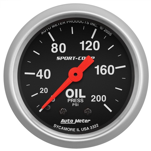 [ATM-3322] AutoMeter 2-1/16" OIL PRESSURE, 0-200 PSI, MECHANICAL, SPORT-COMP