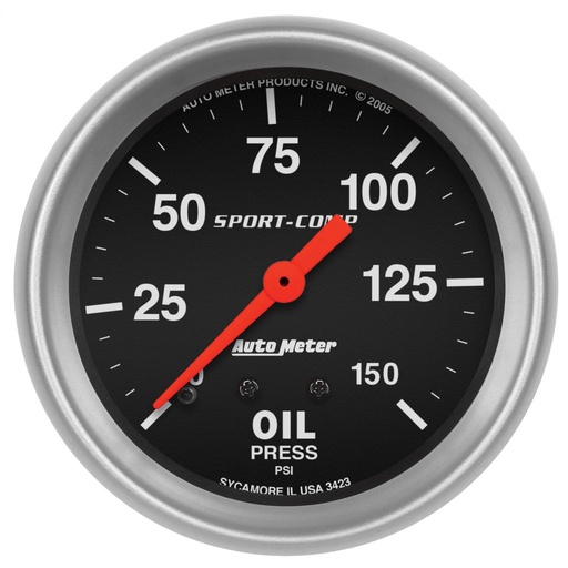 [ATM-3423] AutoMeter 2-5/8" OIL PRESSURE, 0-150 PSI, MECHANICAL, SPORT-COMP