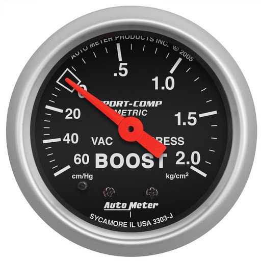 [ATM-3303-J] AutoMeter 2-1/16" BOOST/VACUUM, 60 CM/HG-2.0 KG/CM2, MECHANICAL, SPORT-COMP