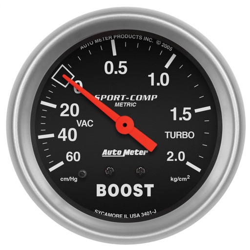 [ATM-3401-J] AutoMeter 2-5/8" BOOST/VACUUM, 2.5 KG/CM2, MECHANICAL, SPORT-COMP