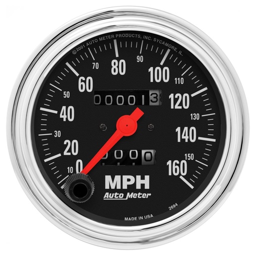 [ATM-2494] AutoMeter 3-3/8" SPEEDOMETER, 0-160 MPH, MECHANICAL, TRADITIONAL CHROME