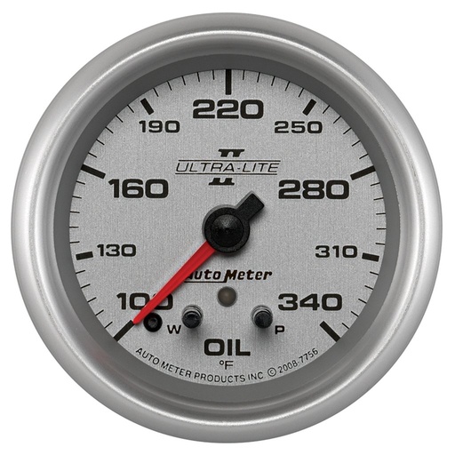[ATM-7756] AutoMeter 2-5/8" OIL TEMPERATURE, W/ PEAK & WARN, 100-340 °F, STEPPER MOTOR, ULTRA-LITE II