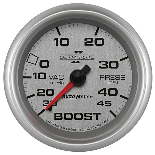 [ATM-7708] AutoMeter 2-5/8" BOOST/VACUUM, 30 IN HG/45 PSI, MECHANICAL, ULTRA-LITE II