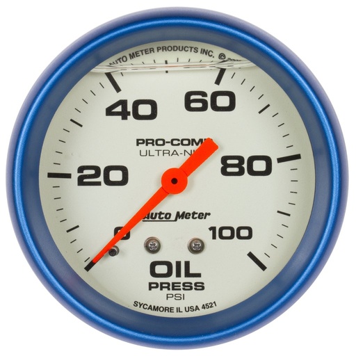 [ATM-4221] AutoMeter 2-5/8" OIL PRESSURE, 0-100 PSI, MECHANICAL, LIQUID FILLED, ULTRA-NITE