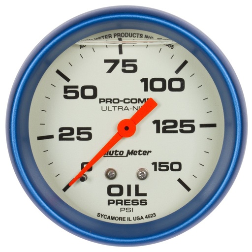 [ATM-4223] AutoMeter 2-5/8" OIL PRESSURE, 0-150 PSI, MECHANICAL, LIQUID FILLED, ULTRA-NITE