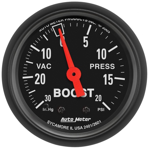 [ATM-2601] AutoMeter 2-1/16" BOOST/VACUUM, 30 IN HG/20 PSI, MECHANICAL, Z-SERIES