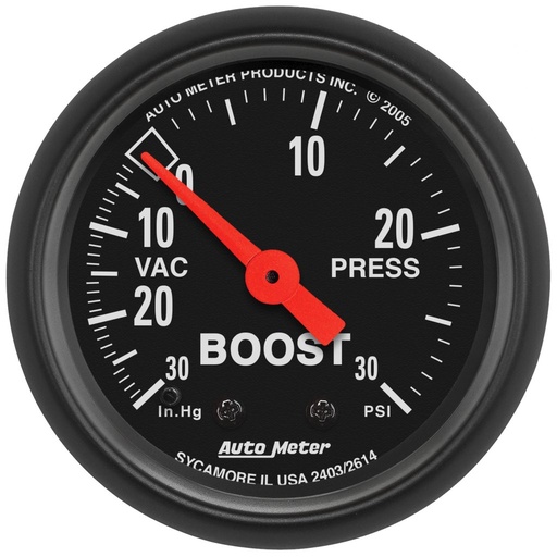 [ATM-2614] AutoMeter 2-1/16" BOOST/VACUUM, 30 IN HG/30 PSI, MECHANICAL, Z-SERIES
