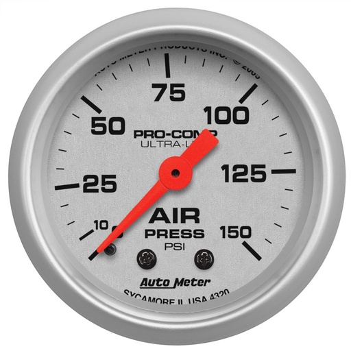 [ATM-4320] AutoMeter 2-1/16" AIR PRESSURE, 0-150 PSI, MECHANICAL, ULTRA-LITE