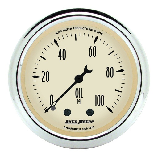 [ATM-1821] AutoMeter 2-1/16" OIL PRESSURE, 0-100 PSI, MECHANICAL, ANTIQUE BEIGE