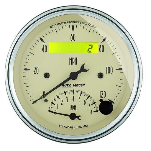 [ATM-1881] AutoMeter 3-3/8" tachometer/SPEEDOMETER COMBO, 8K RPM/120 MPH, ELECTRIC, ANTIQUE BEIGE