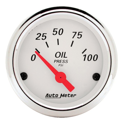 [ATM-1327] AutoMeter 2-1/16" OIL PRESSURE, 0-100 PSI, AIR-CORE, ARCTIC WHITE