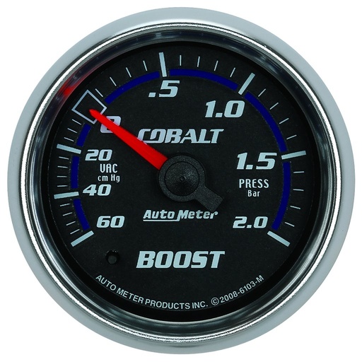 [ATM-6103-M] AutoMeter 2-1/16" BOOST/VACUUM, 60 CM/HG-2.0 BAR, MECHANICAL, COBALT