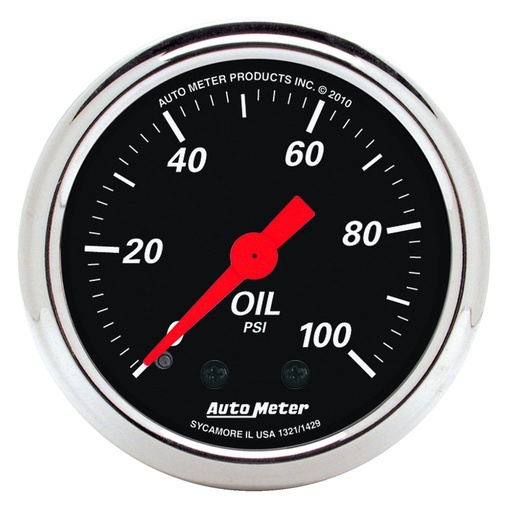 [ATM-1429] AutoMeter 2-1/16" OIL PRESSURE, 0-100 PSI, MECHANICAL, DESIGNER BLACK