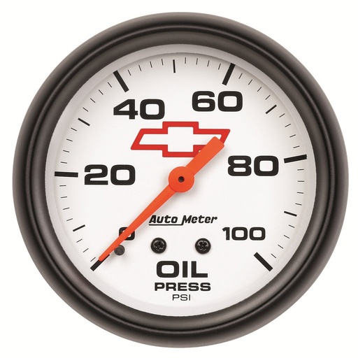[ATM-5821-00406] AutoMeter 2-5/8" OIL PRESSURE, 0-100 PSI, CHEVY RED BOWTIE