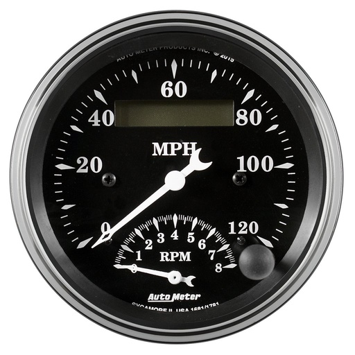 [ATM-1781] AutoMeter 3-3/8" TACH/SPEEDO, 120MPH & 8K RPM, ELECTRIC, OLD TYME BLK