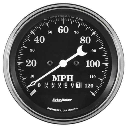[ATM-1779] AutoMeter 3-3/8" SPEEDOMETER, 0-120 MPH, ELECTRIC W/ WHEEL ODO, OLD TYME BLACK