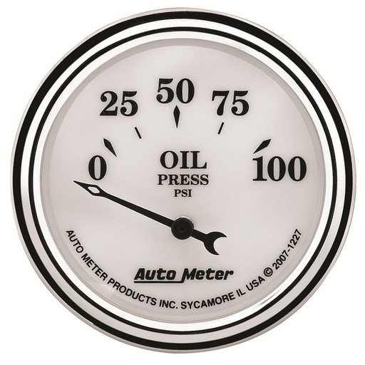 [ATM-1227] AutoMeter 2-1/16" OIL PRESSURE, 0-100 PSI, AIR-CORE, OLD-TYME WHITE II
