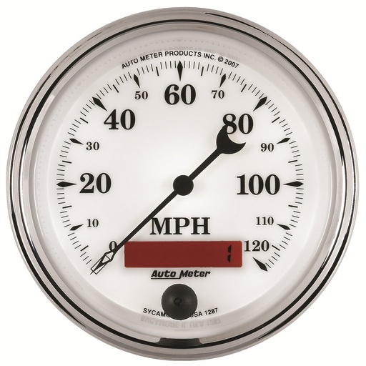 [ATM-1287] AutoMeter 3-3/8" SPEEDOMETER, 0-120 MPH, ELECTRIC, OLD-TYME WHITE II