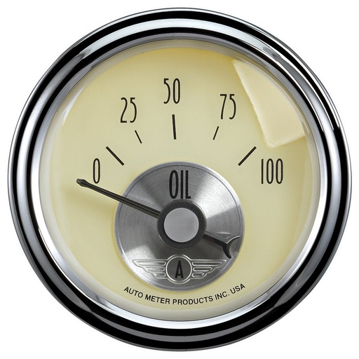 [ATM-2027] AutoMeter 2-1/16" OIL PRESSURE, 0-100 PSI, AIR-CORE, PRESTIGE ANTIQUE IVORY
