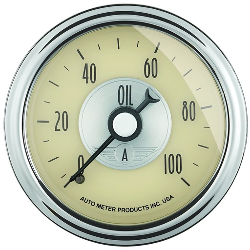 [ATM-2021] AutoMeter 2-1/16" OIL PRESSURE, 0-100 PSI, MECHANICAL, PRESTIGE ANTIQUE IVORY